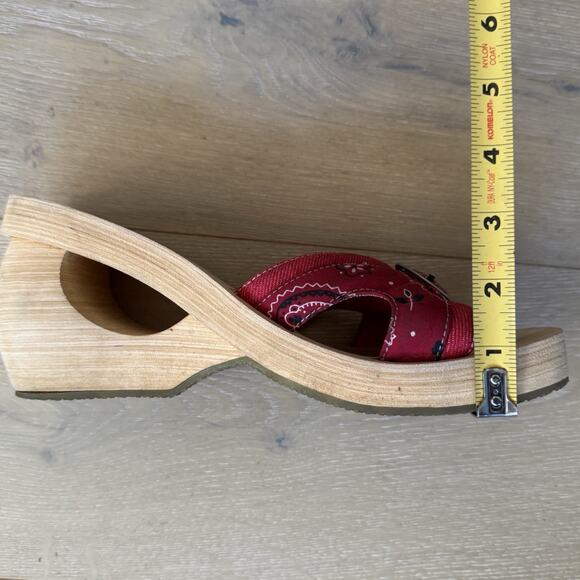 Vintage Y2K Skechers Red Bandana Chunky Platform Sandals Slides Buckle Sz 9/9.5 - Picture 8 of 9